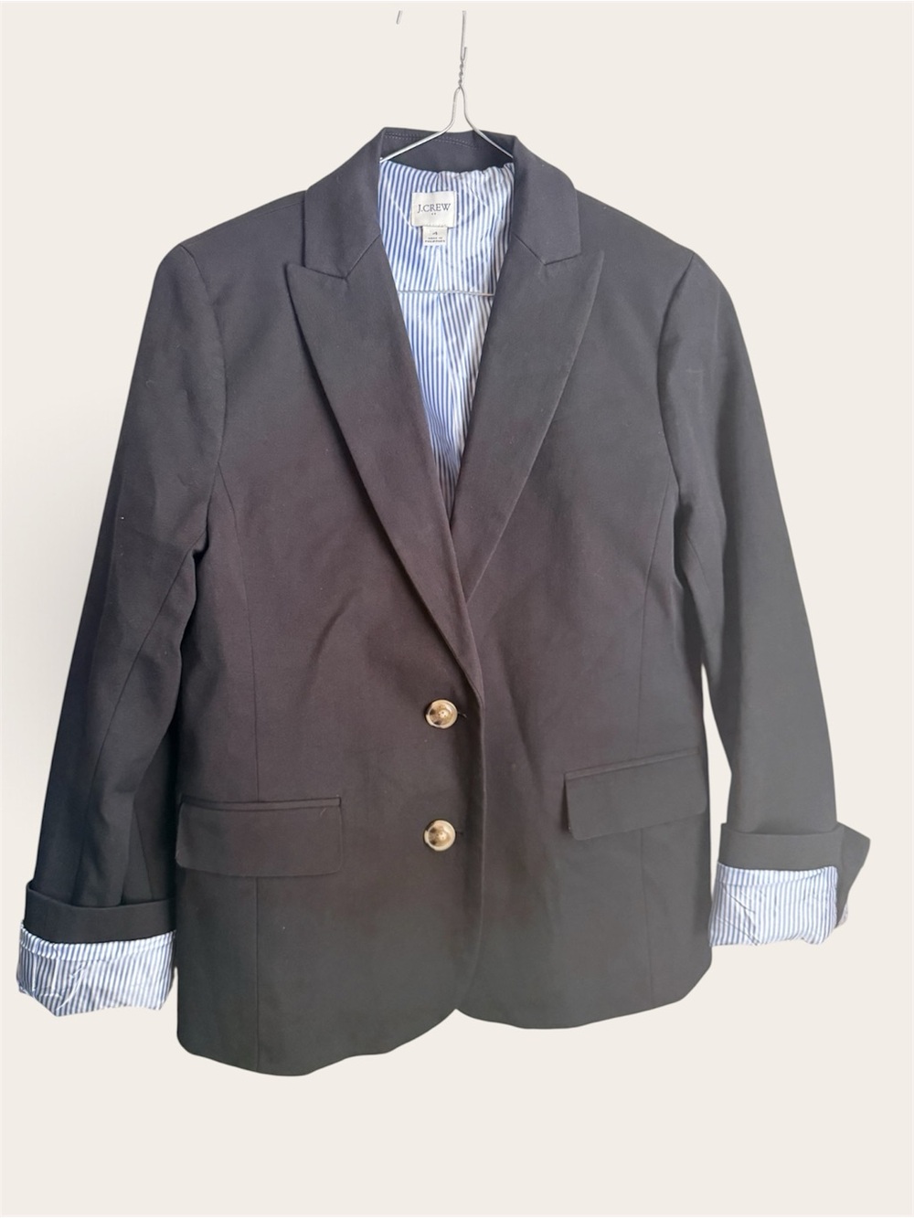 J.Crew Cotton Blend Two Button Blazer Black Size 4 NWOT BP095